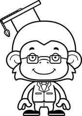 Cartoon Smiling Teacher Monkey