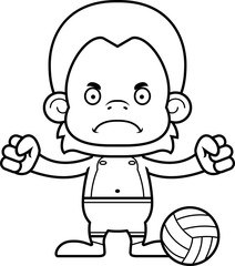 Obraz premium Cartoon Angry Beach Volleyball Player Orangutan