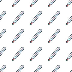 Thermometer seamless pattern in cartoon style isolated on white background vector illustration for web