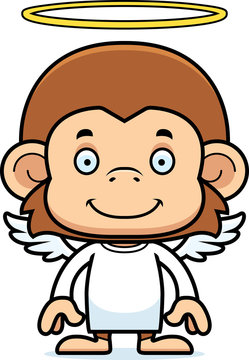 Cartoon Smiling Angel Monkey