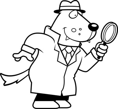 Cartoon Wolf Detective