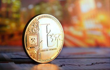 litecoin  on colorful background