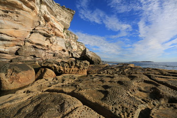 The rocks near Curl Curl Beach on the northern beaches of Sydney in New South Wales Australia
