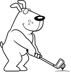 Cartoon Dog Golfing