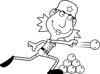 Cartoon Christmas Elf Snowball Fight