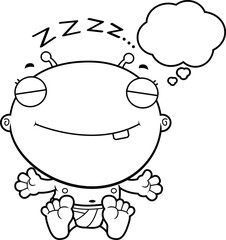 Cartoon Baby Alien Dreaming