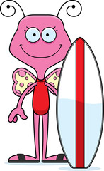 Cartoon Smiling Surfer Butterfly