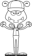 Cartoon Angry Baseball Player Fly