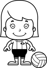 Cartoon Smiling Volleyball Player Girl