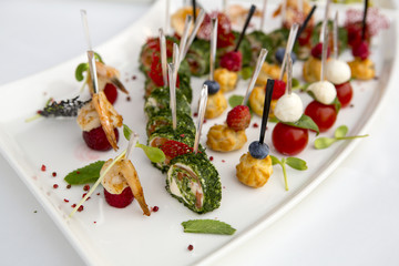 Snack on the buffet table. Vegetarian snack. Catering