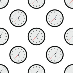 Clock seamless pattern in flat style isolated on white background vector illustration for web