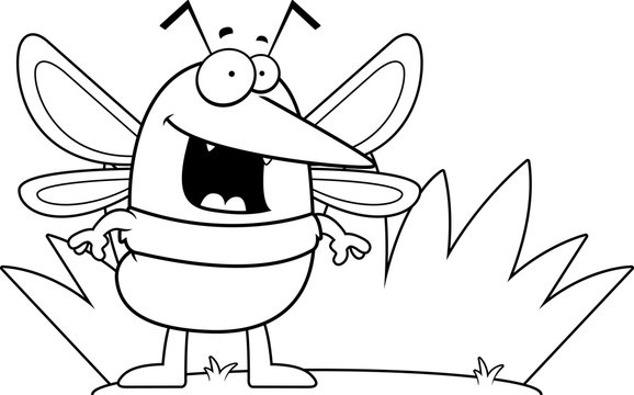 Cartoon Mosquito Grass