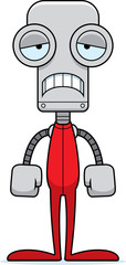 Fototapeta na wymiar Cartoon Sad Robot In Pajamas