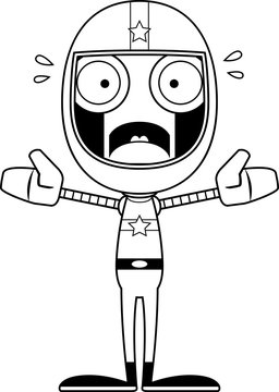 recommend clip art: Cartoon Scared Race Car Driver Robot