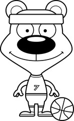 Cartoon Smiling Basketball Player Bear