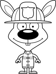 Cartoon Smiling Firefighter Bunny