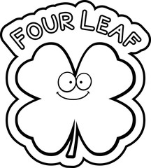 Obraz premium Cartoon Four Leaf Clover Text