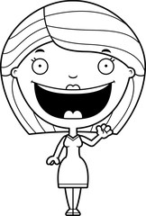 Cartoon Woman Waving