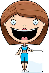 Cartoon Fitness Woman Sign