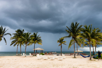 Stormy sky over a tropical beach
