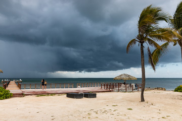 Stormy sky over a tropical beach