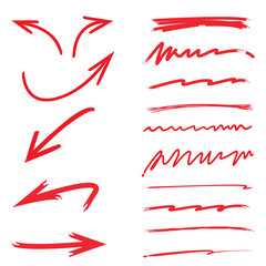 red arrows and doodle underlines