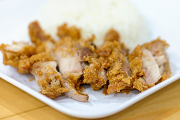 Fried spicy chicken with rice