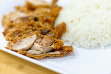 Fried spicy chicken with rice