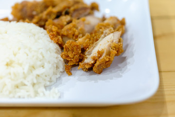 Fried spicy chicken with rice