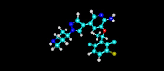 Crizotinib molecular structure isolated on black