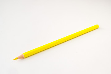 Yellow color pencil isolated on white background