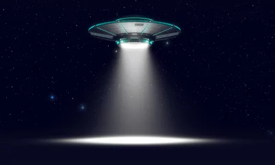 Foto auf Acrylglas UFO Weinlese-UFO getrennt auf Schwarzem. 3D-Darstellung