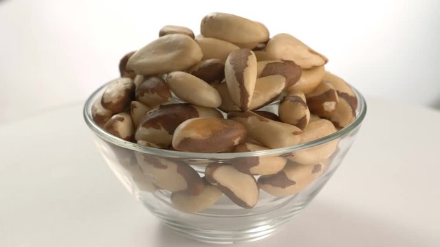 The nut brazil rotates on the turntable.