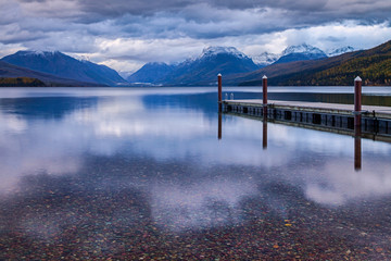 The dock on Lake MacDonald in Glacier National Park.
