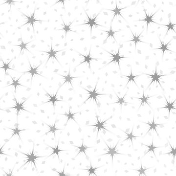 Seamless pattern with gray neuron-like stars and polygons. Vector background