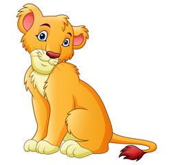 Obraz premium Cartoon lioness isolated on white background