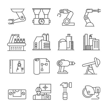 production, manufacturing icons