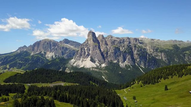 Great landscape on the Dolomites. View on Gardenaccia massif. Alta Badia, Sud Tirol, Italy
