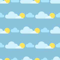 Weather seamless pattern vector illustration season design thunder temperature clouds and sun background.