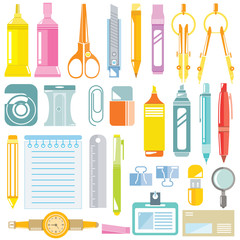 stationery icons, office supply icons