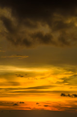 Fantastic view of the dark overcast sky. Dramatic and picturesque twilight scene