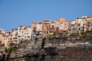 Fototapeta na wymiar View to Bonifacio city from the sea. Corsica, France