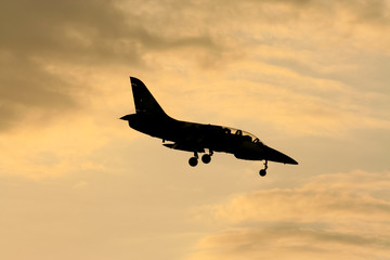 Aircraft Fligther Landing shot at sunset time