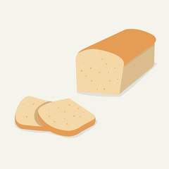 Whole wheat bread vector.Flat Bread loaf and Sliced.Bread for breakfast on soft background