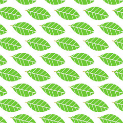 Flat green leave pattern background vector.Nature pattern vector