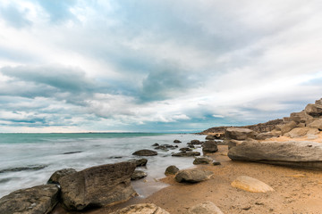 Seashore in cloudy weather