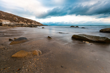 Seashore in cloudy weather