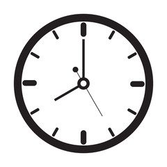 clock icon, outline, isolated vector