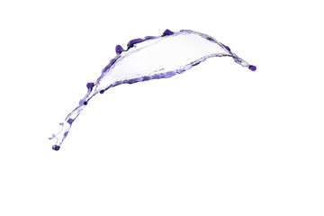 purple water splash isolated on white