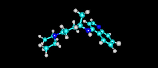 Chloroquine molecular structure isolated on black